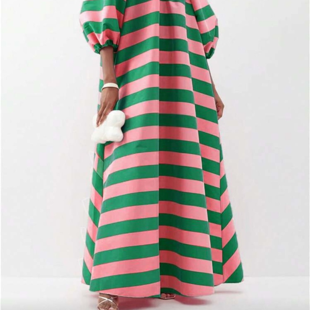 SHEIN Pink and Green Striped Maxi Dress